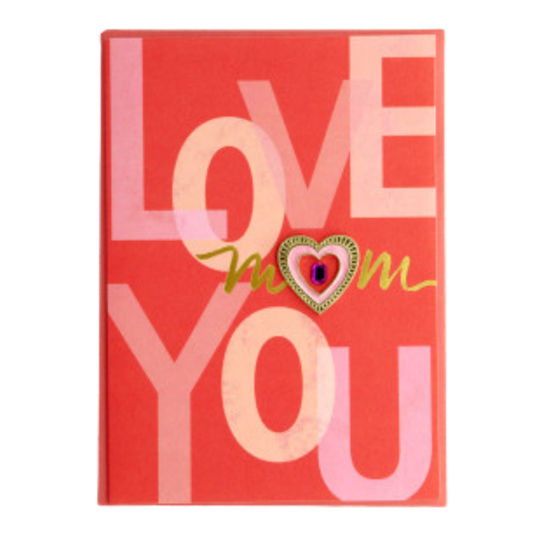 Love You Mom Text Valentines Day Card