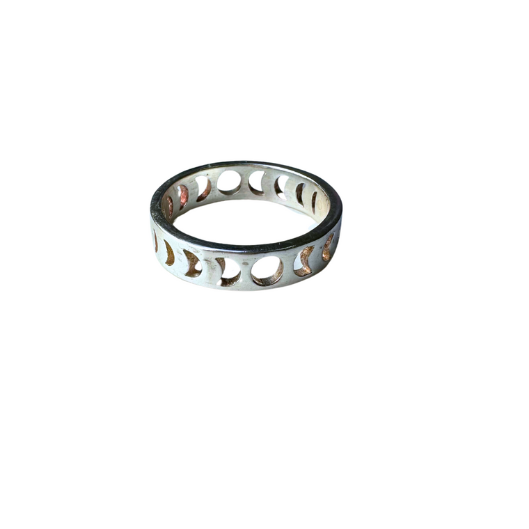 Moon Phase Band Silver Ring S6