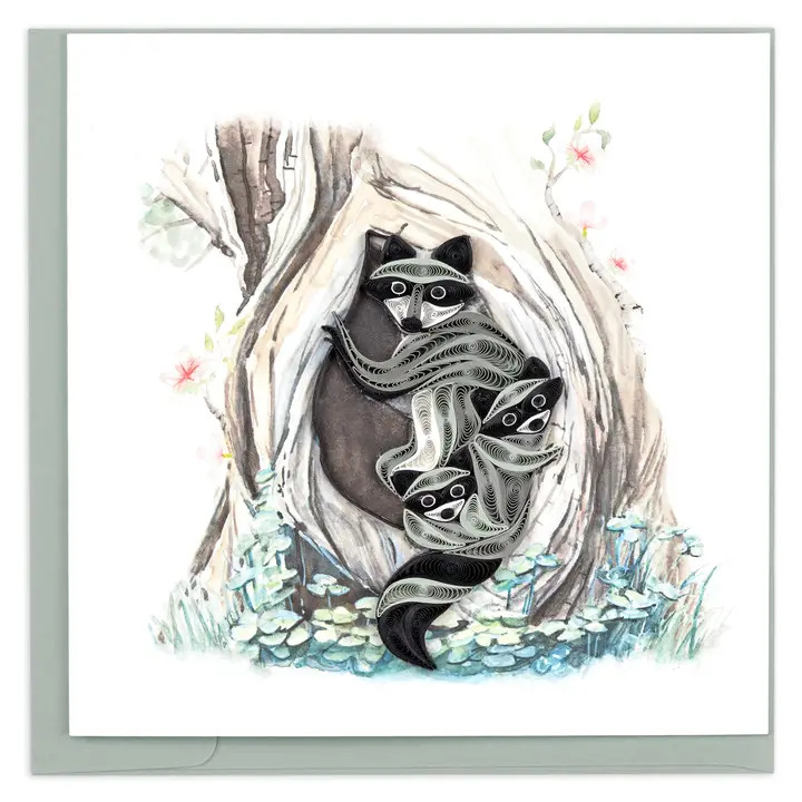 Raccoon Tree Hole Greeting Card