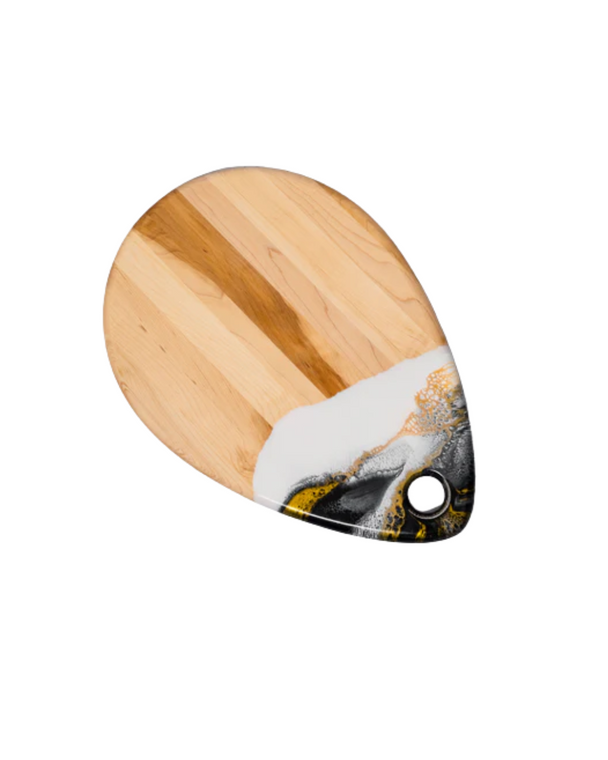 Black White Gold Resin Accented Maple Tear Charcuterie Board