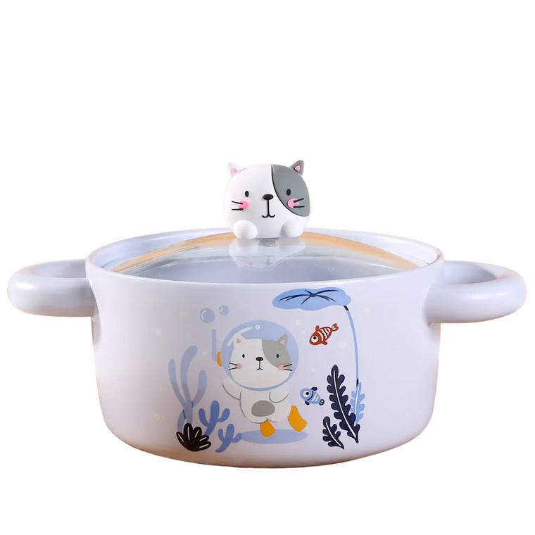 Cute Cat Bowl with Lid