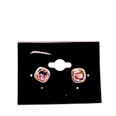 Square with gold Amethyst Stud Earrings