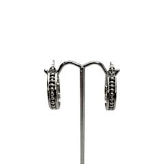 Silver Hoops with Dots Earrings