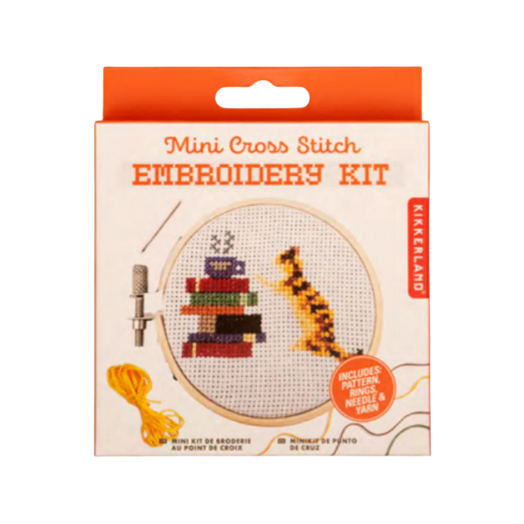 Mini Cross Stitch Kit Cat w/ Books