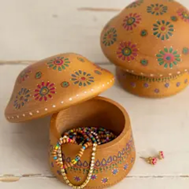 Wooden Mushroom Shaped Treasure Keepsake
