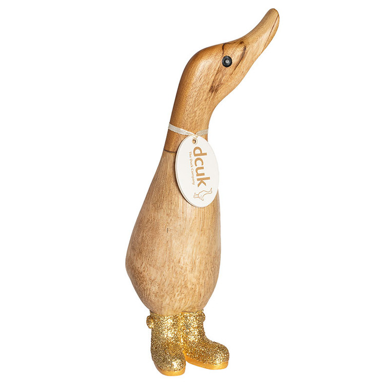 Duckling Wearing Gold Disco Welly Boots