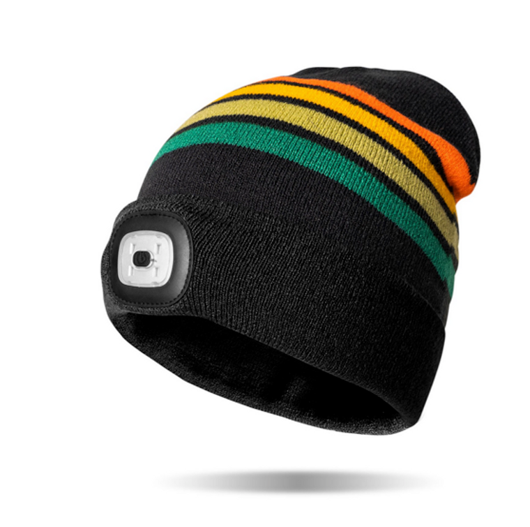 Night Scope Rechargeable LED Beanie Black Striped