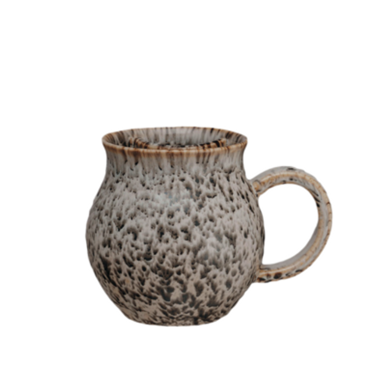 Stoneware Mug with Tea Bag Holder: Brown Speck