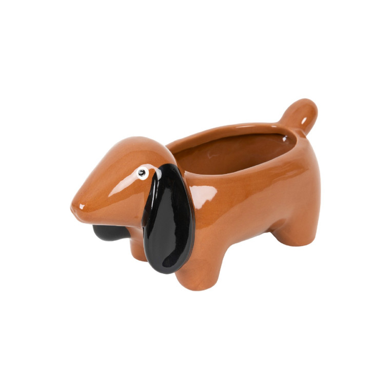 Dark Brown Dachshund Vase
