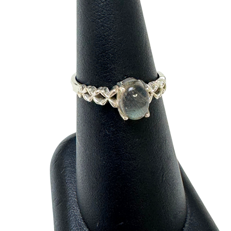 Labradorite Oval with Prongs Silver Ring S5