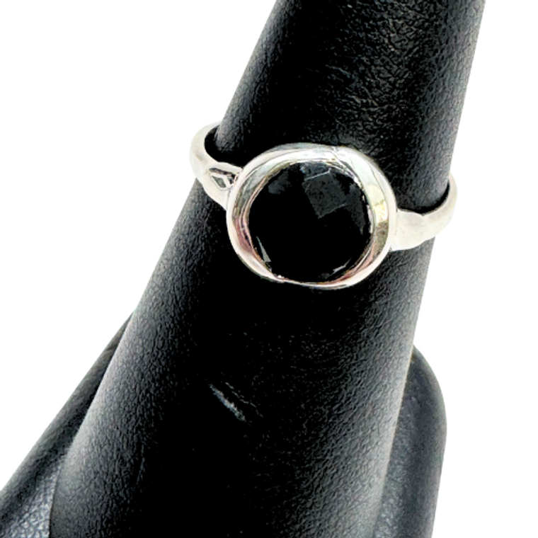 Plain circle Black Onyx Silver Ring S9