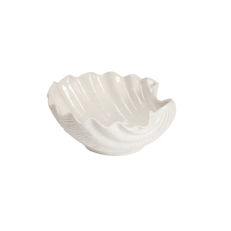 White Stoneware Shell Bowl