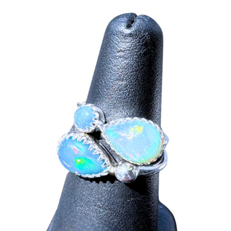 Ethiopian Opal Silver 2-Ring Set s8