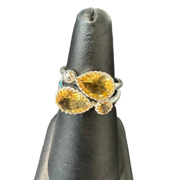 Citrine Silver 2-Ring Set S8