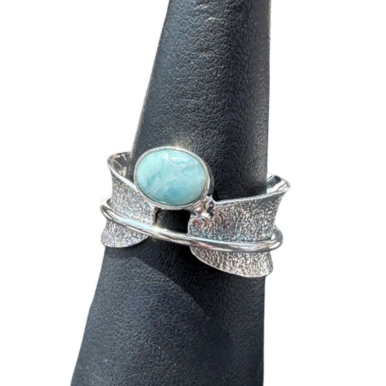 Larimar Oval Spin Silver Ring S8