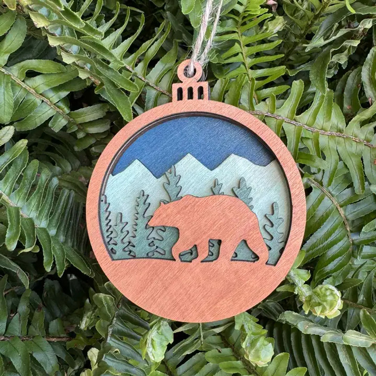 Blue Bear Round Ornament