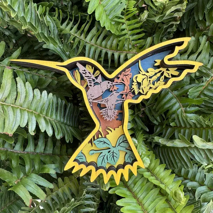 Colorful Hummingbird Shelf Sitter