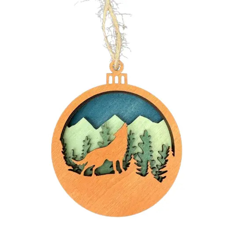 Blue Wolf Round Ornament