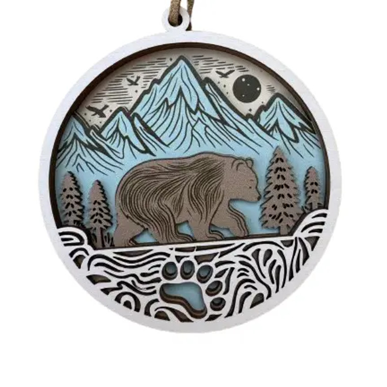 Walking Bear Round Ornament