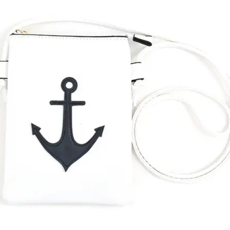 Anchor Cream with Navy Crossbody Cellphone Bag