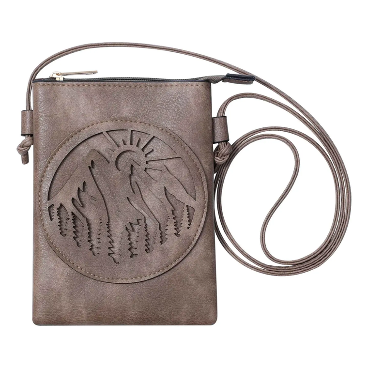 Mountains Taupe Crossbody Cellphone Bag