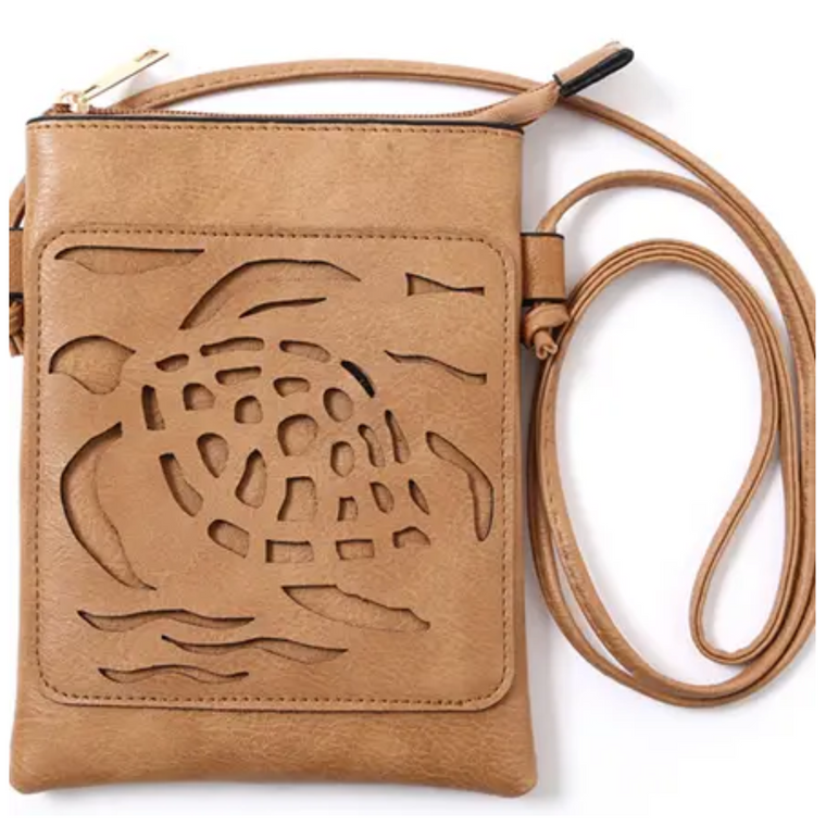 Beige Sea Turtle Crossbody Cellphone Bag