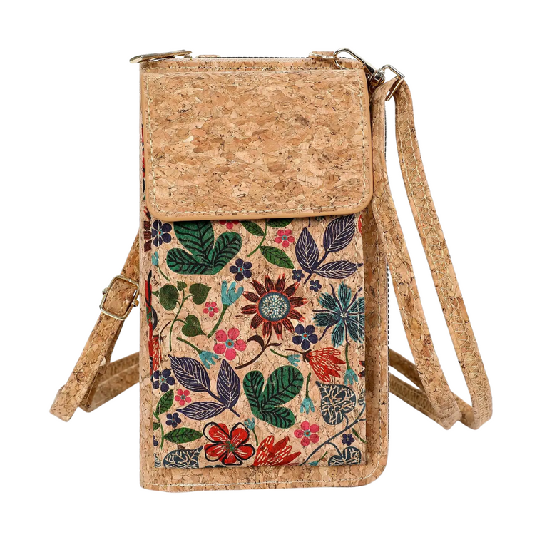 Flower Cork Crossbody Cellphone Pocket Bag