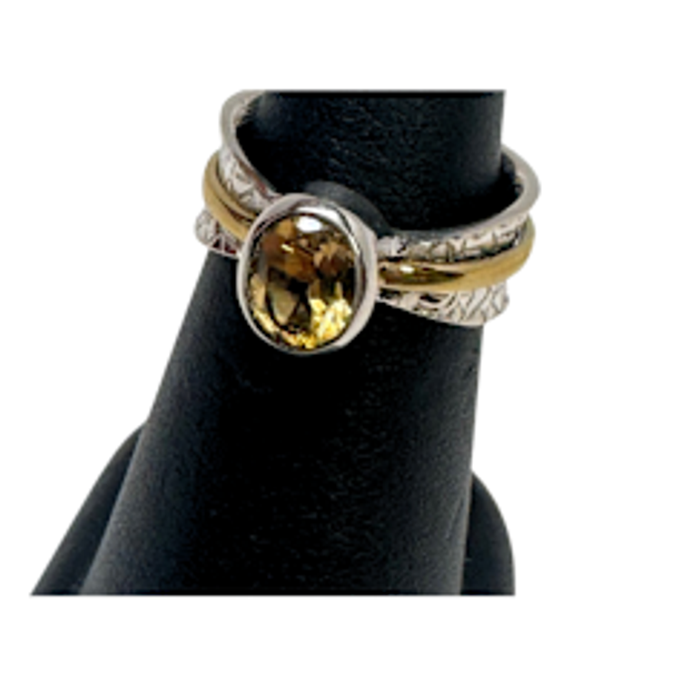 Citrine Spin with Gold Silver Ring S9