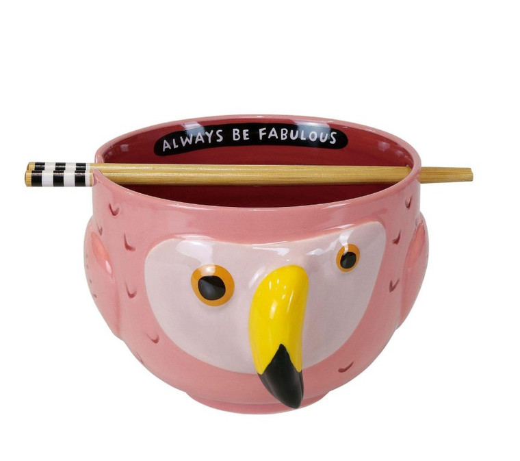 Flamingo Ramen Bowl with Chopsticks Flamingo Ramen Bowl with Chopsticks