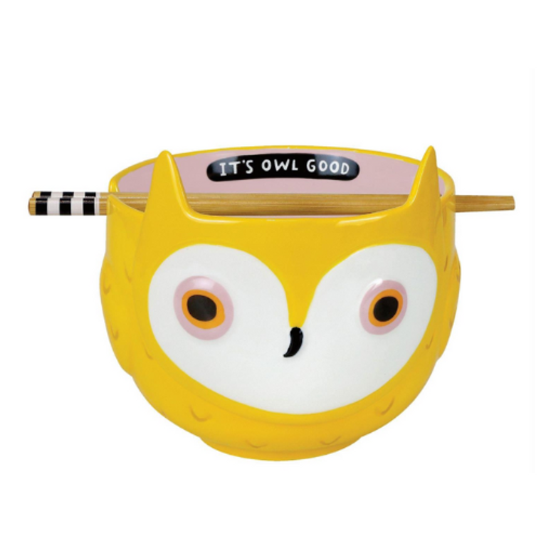Owl Ramen Bowl with Chopsticks Owl Ramen Bowl with Chopsticks