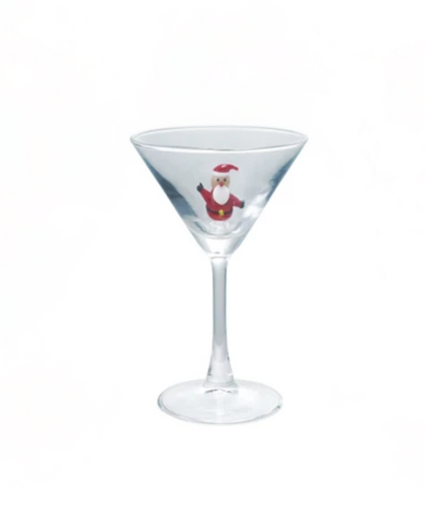 Martini Glass With Santa Charm Inside