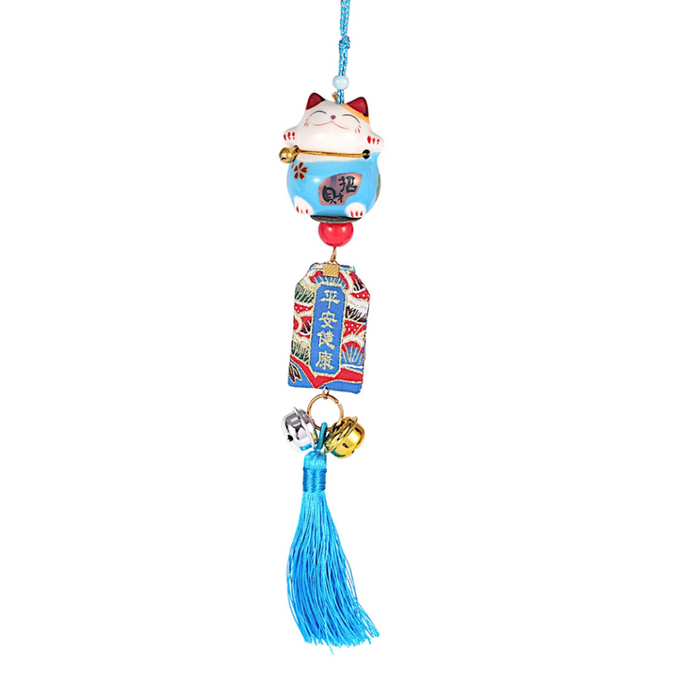 Blue Lucky Cat Hanging Charm