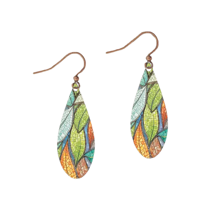 Long Oval Floating Leaves Earrings