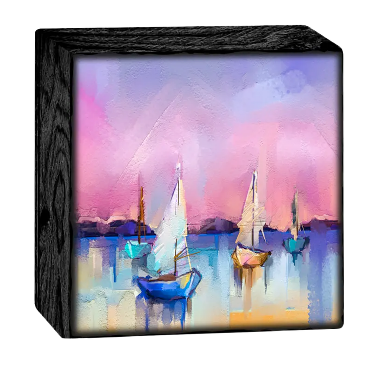 Sail Boats Pink Block Sign