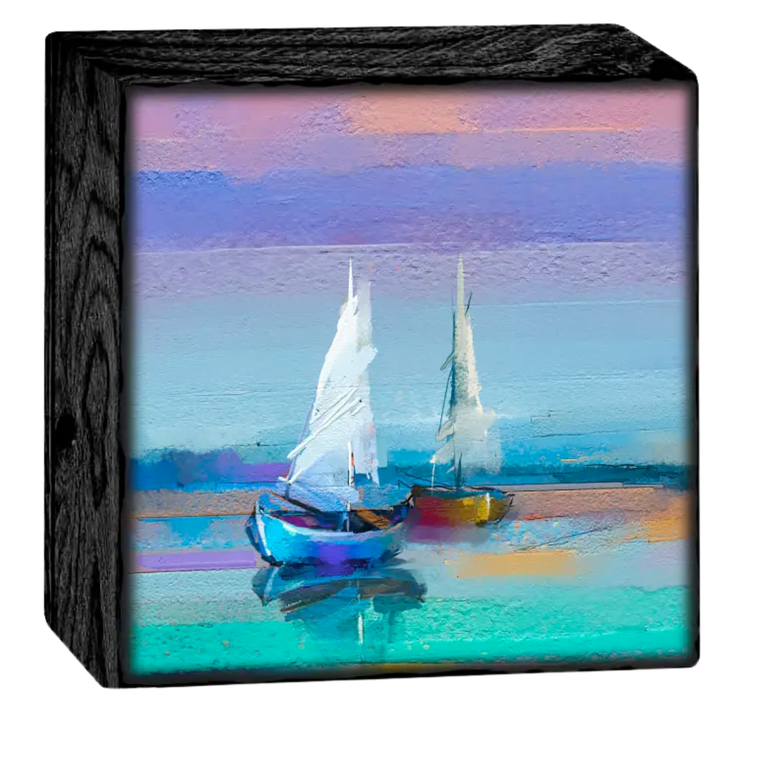 Sail Boats Blue Block Sign