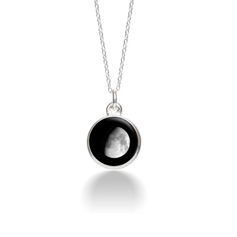 Stainless Moon Phase: 6A Waxing Gibbous Necklace