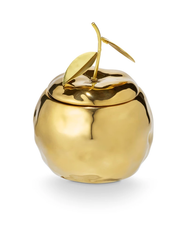 Gilded Citrus Ceramic Apple Candle