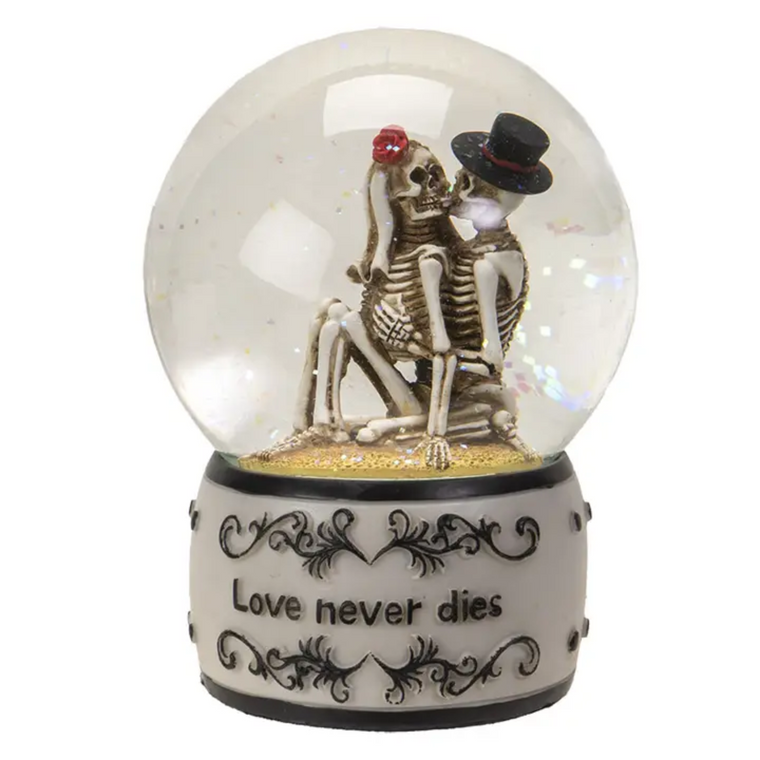 Water Globe Love Never Dies Skeletons