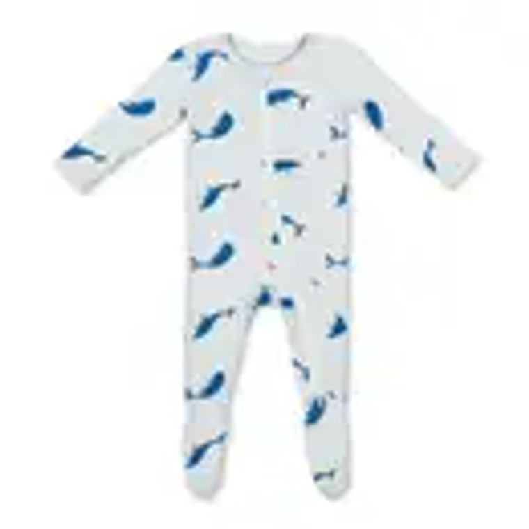 Whale Zippered Footie 6-9 Months