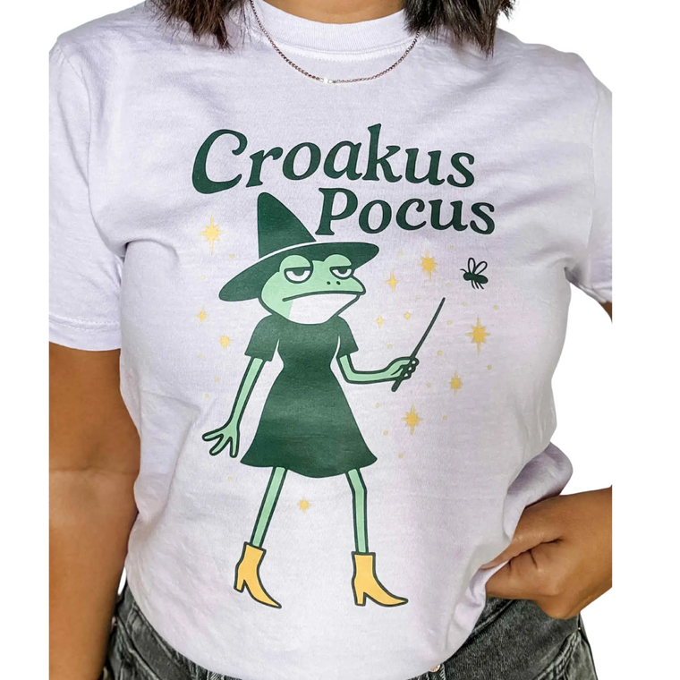 Large Witch Frog Croakus Pocus T-Shirt Large Witch Frog Croakus Pocus T-Shirt
