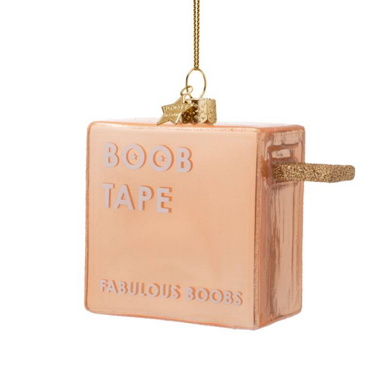 Pink Boob Tape Glass Ornament