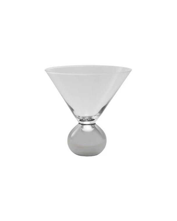 Martini Glass With Silver Electroplated Ball Stem