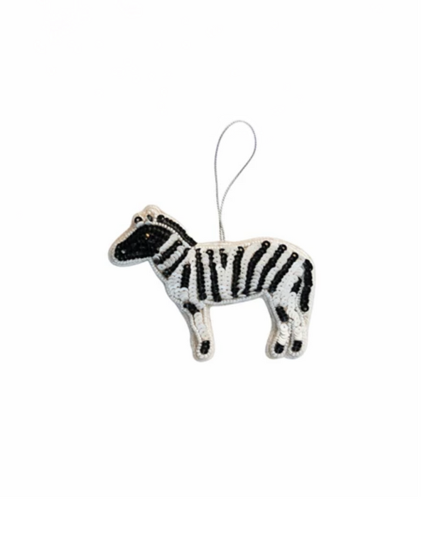 Beaded Fabric Safari Animal Zebra Ornament Beaded Fabric Safari Animal Zebra Ornament