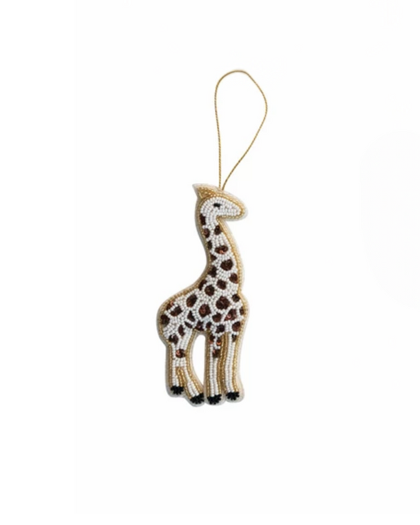 Beaded Fabric Safari Animal Giraffe Ornament