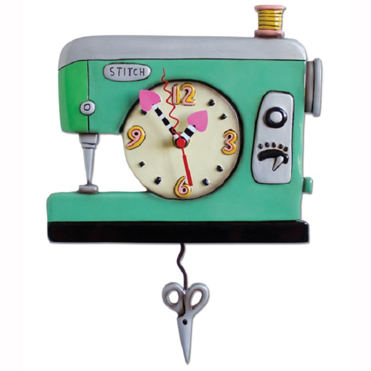 Sewing Machine Green Clock