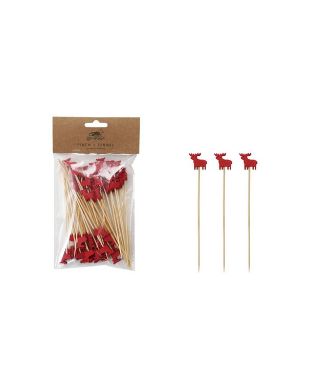Bamboo Single Use Skewers Moose Shaped Handles Bamboo Single Use Skewers Moose Shaped Handles