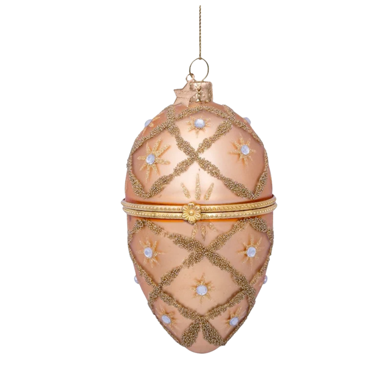 Gold Decorative Egg with Opening Glass Ornament