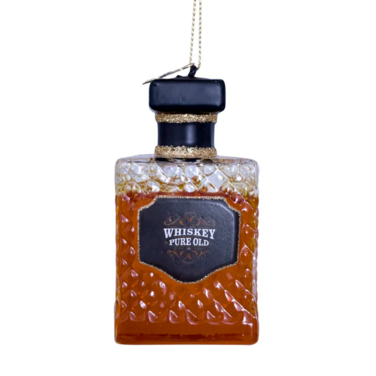 Whiskey Bottle Glass Ornament