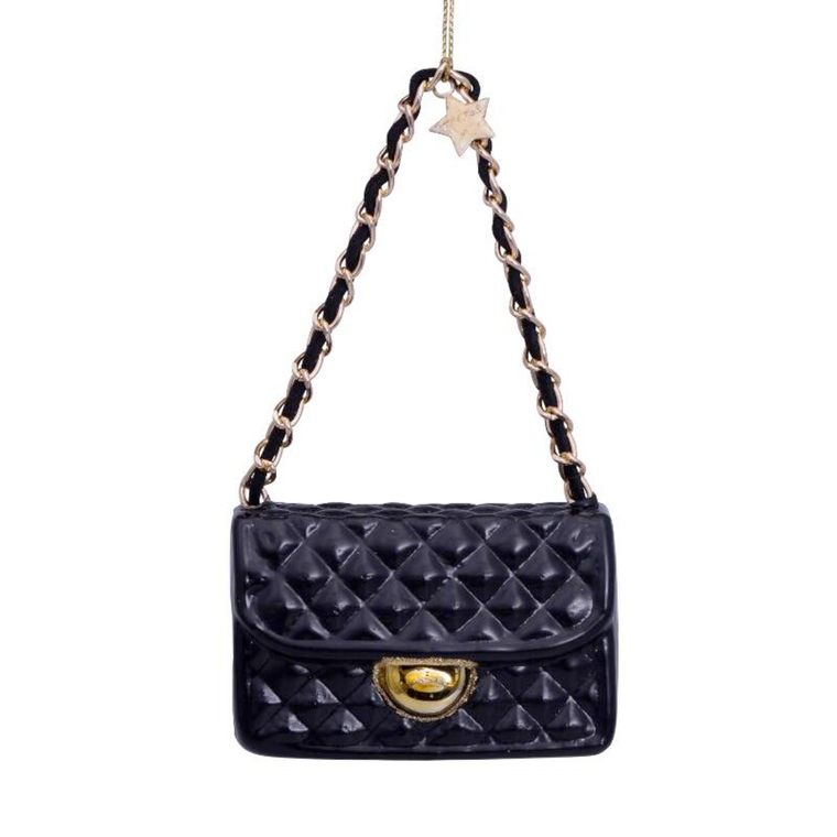 Black Fashion Bag Glass Ornament