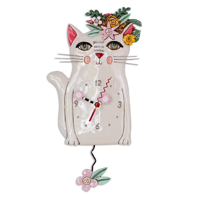 White Kitty Cat Clock